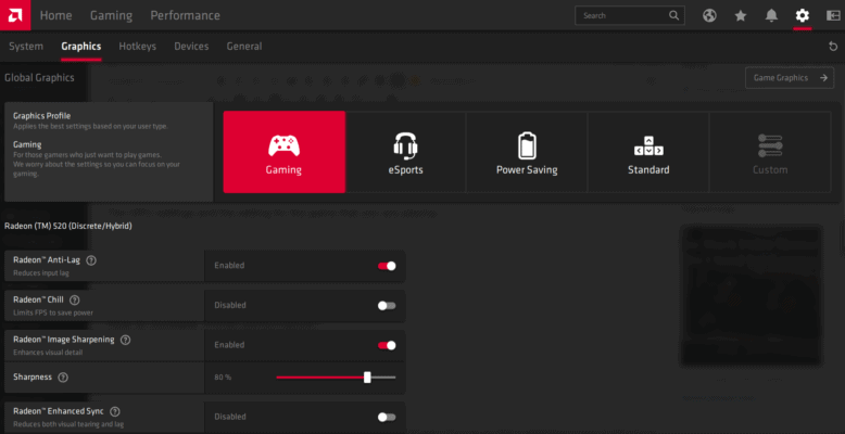 AMD Graphics Setting